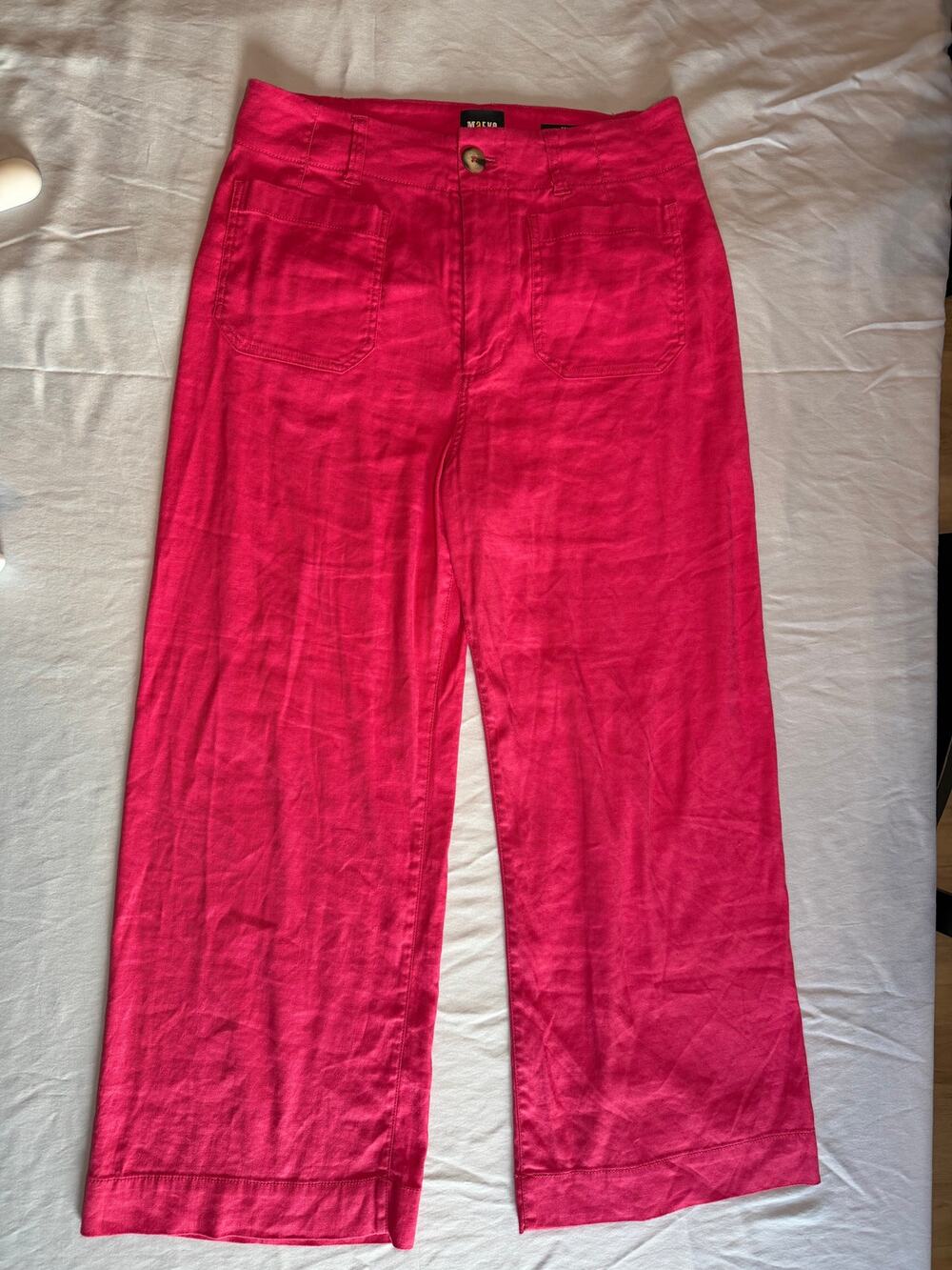 Hot Pink Linen Blend Wide Leg Maeve The Collette Pants Culottes Size 29